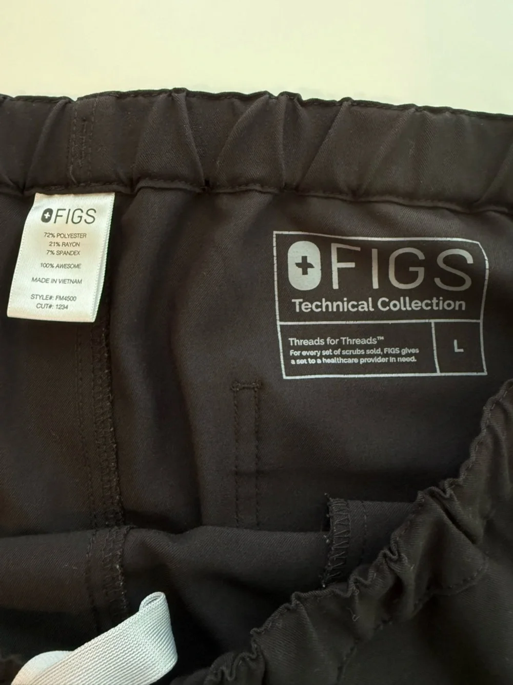 FIGS Pisco Basic Scrub Pants FIONx Black Straight Leg L Like New FM4500